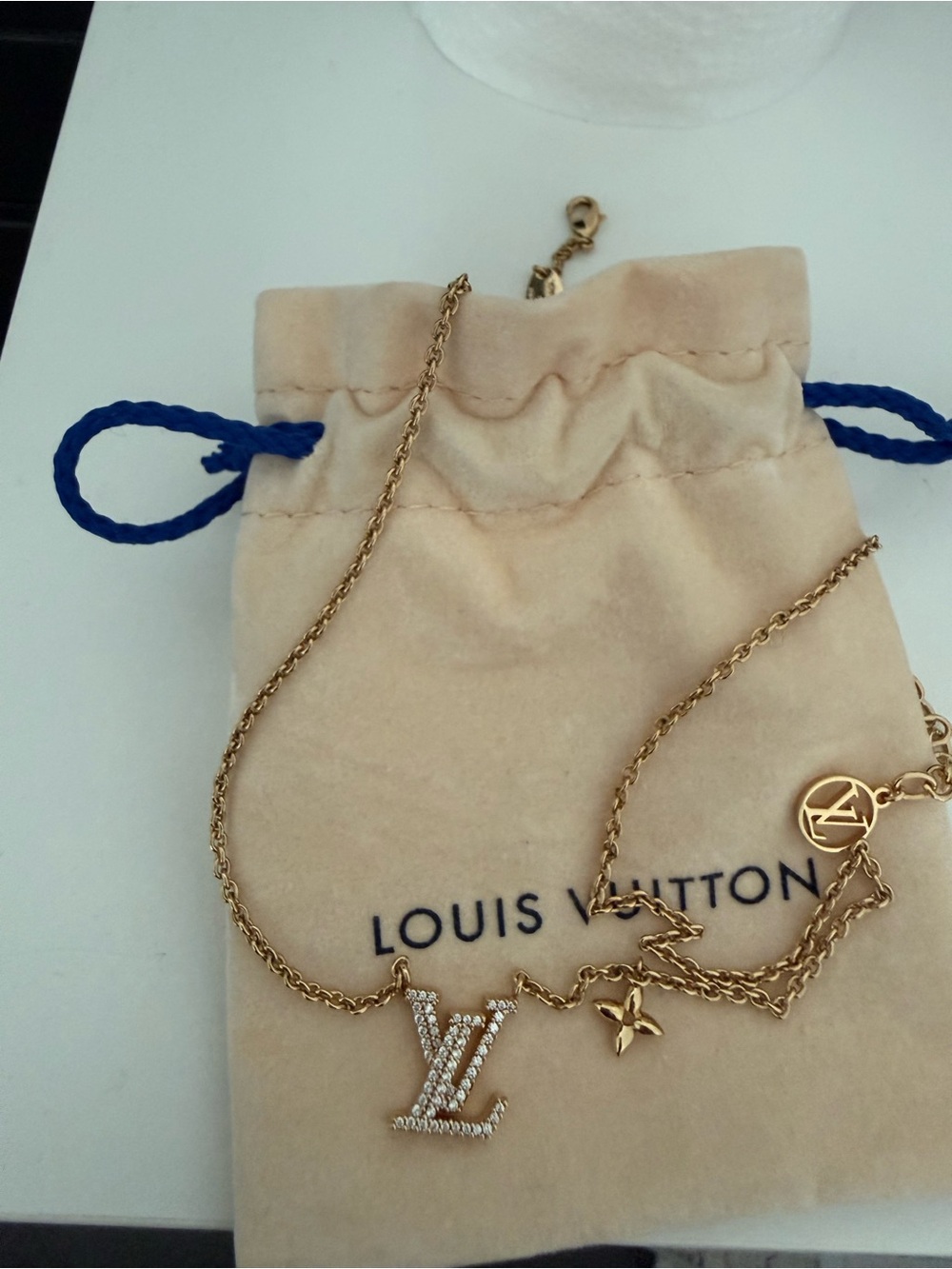 Louis Vuitton Gold and Crystal LV Icon Necklace